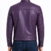 Mens Biker Cafe Racer Slimfit Purple Leather Jacket