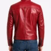 Mens Biker Cafe Racer Slimfit Red Leather Jacket