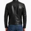 Mens Biker Cafe Racer Slimfit Black Leather Jacket