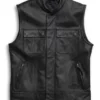 Mens Black Leather Foster Vest