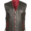 Mens Black Leather With Red Lining Vest