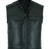 Mens Black Moto Biker Leather Vest
