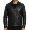 Mens Black Leather Studded Jacket
