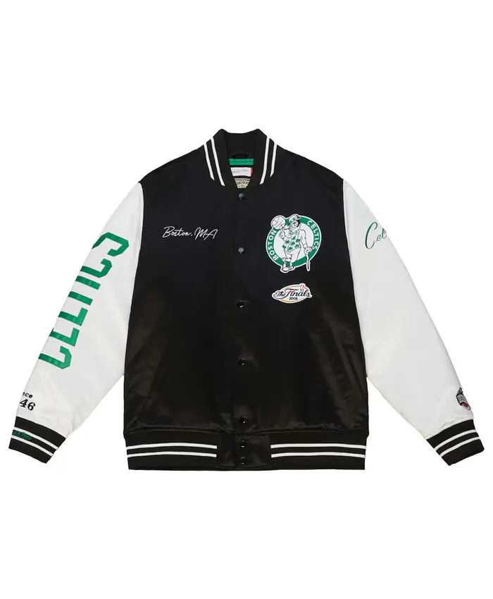 Mens Black White Boston Celtics Varsity Jacket