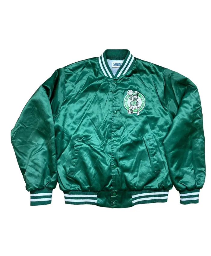 Mens Boston Celtics Jacket Vintage Bomber Chalk Line Rare Satin