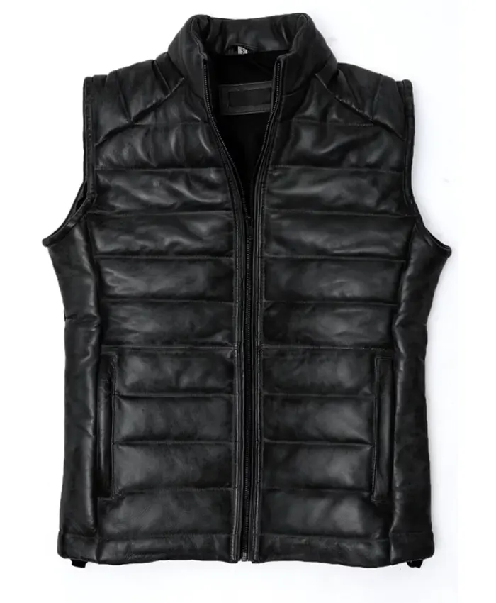 Mens Bridger Black Leather Down Vest