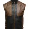 Mens Brown And Black Leather Vest