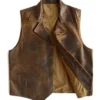 Mens Brown Cowboy Sheepskin Leather Vest