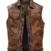 Mens Brown Distressed Leather Vest 1