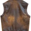 Mens Brown Distressed Leather Vest
