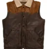 Mens Brown Fur Shearling Leather Vest