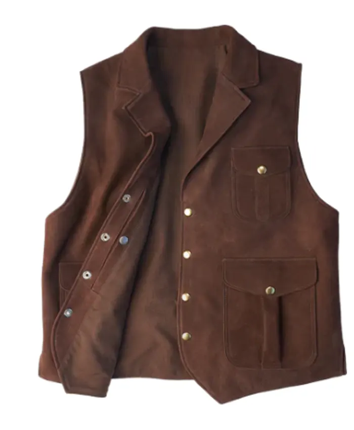 Mens Brown Multi Pocket Leather Vest