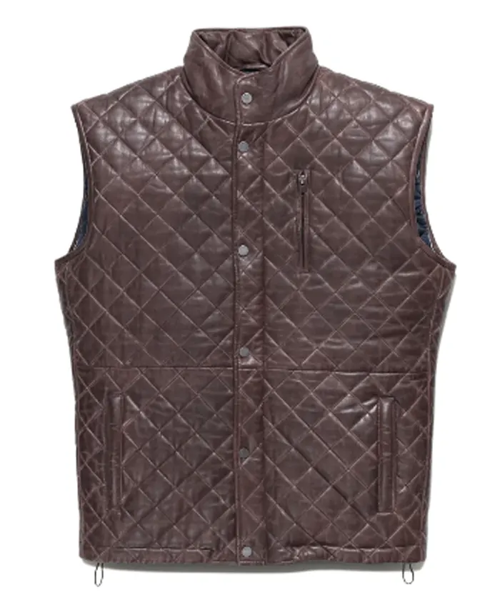 Mens Brown Quilted Leather Vest