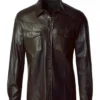 Mens Button Down Classic Leather Shirt