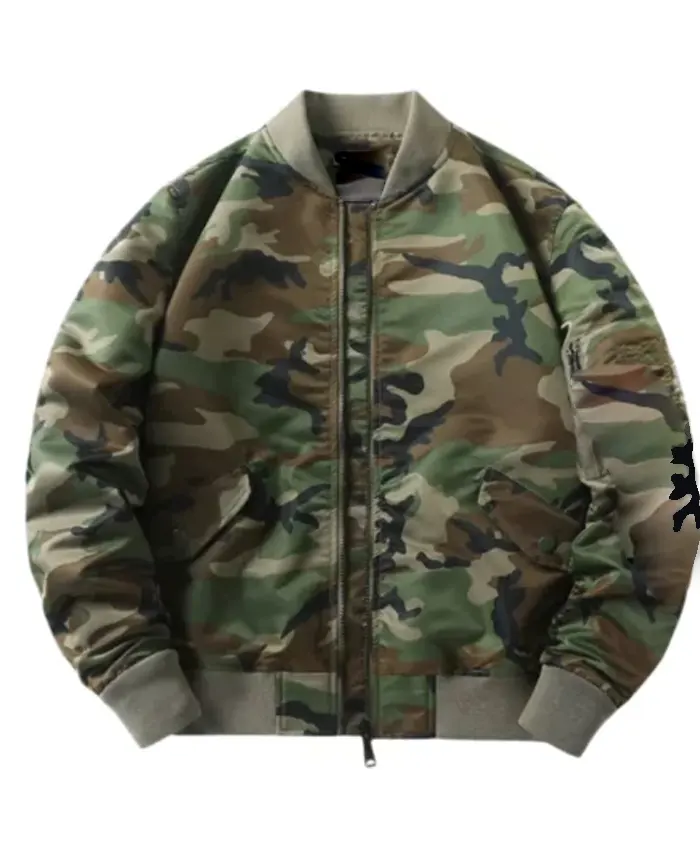 Mens Camo Military M81 Woodland Flight Jacket