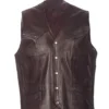 Mens Classic Western Brown Leather Vest
