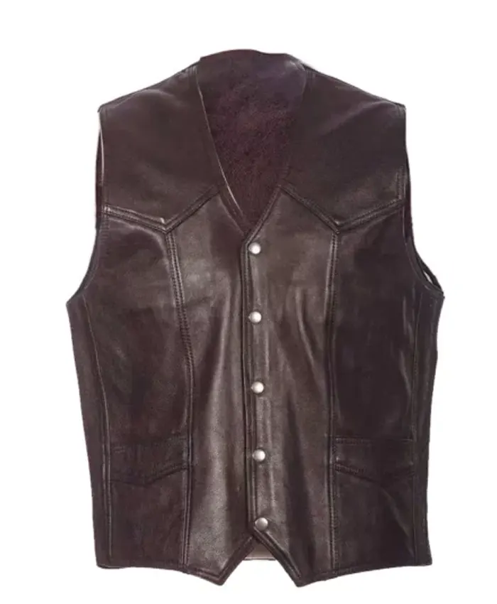 Mens Classic Western Brown Leather Vest