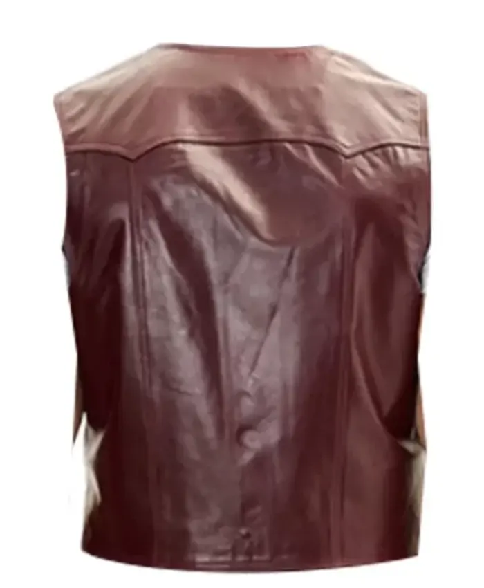 Mens Club Style Maroon Classic Leather Vest