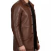 Mens Cognac Brown Lambskin Leather Car Coat
