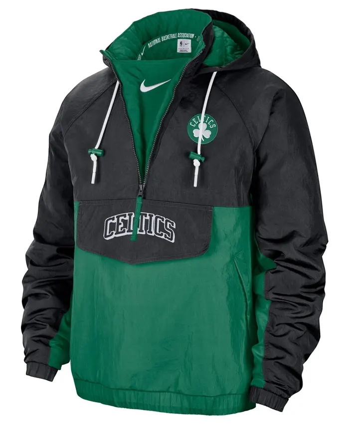 Mens Colorblock Green Boston Celtics Windbreaker Hoodie Jacket