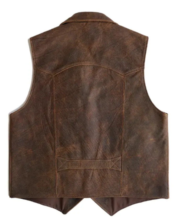 Mens Cowboy Brown Sheepskin Leather Vest