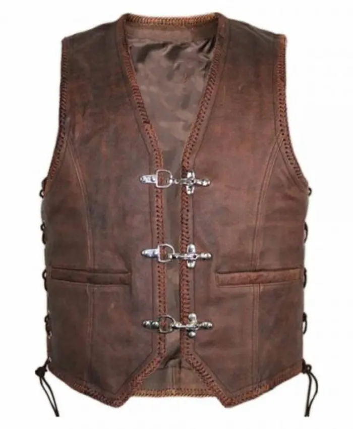 Mens Cowhide Brown Biker Leather Vest