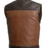 Mens Dark Brown Motorcycle Leather Vest 1