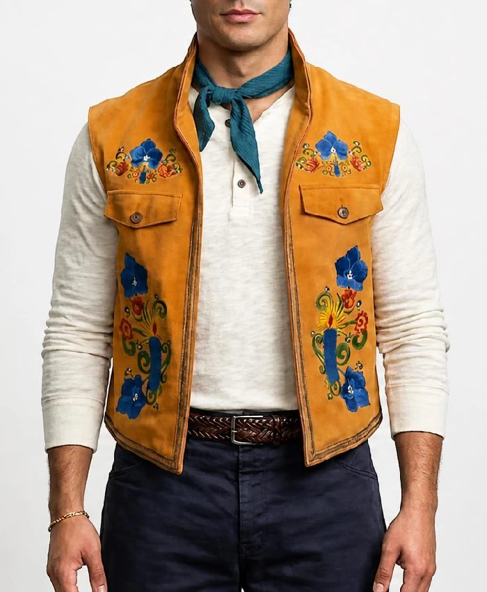 Mens Descendants Wicked Wonderland Alexandro Byrd Floral Suede Vest