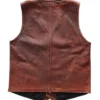 Mens Distressed Brown Leather Biker Vest