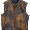 Mens Distressed Brown Leather Vest