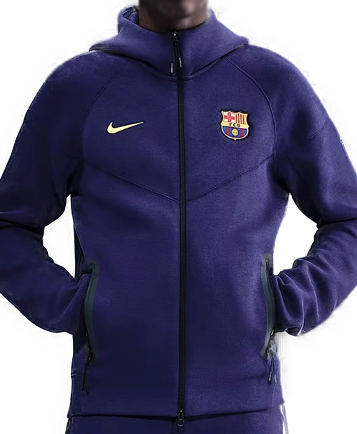 Mens FC Barcelona Nike Tech Windrunner Full Zip Soccer Hoodie