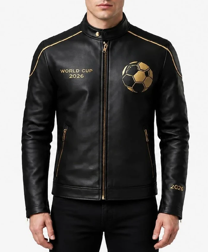 Mens FIFA World Cup 2026 Black Leather Jacket