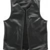 Mens Genuine Black Sheepskin Leather Vest
