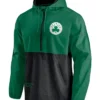 Mens Green Black Boston Celtics Windbreaker Hoodie Jacket