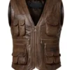Mens Hunting Vintage Brown Leather Vest