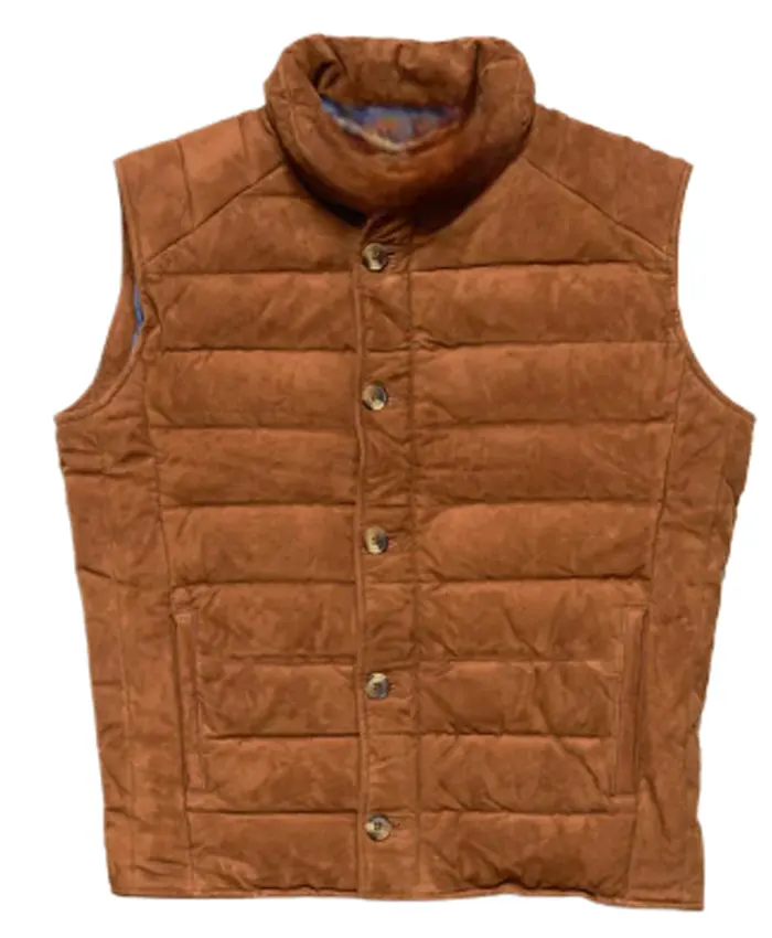 Mens Jackson Brown Suede Leather Vest