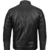 Mens Lambskin Black Leather Cafe Racer Jacket