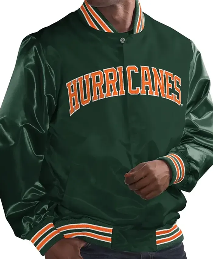 Mens Miami Hurricanes Green Jacket