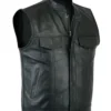 Mens Motorcycle Black Biker Leather Vest