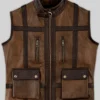 Mens Motorcycle Chocolate Brown Leather Vest