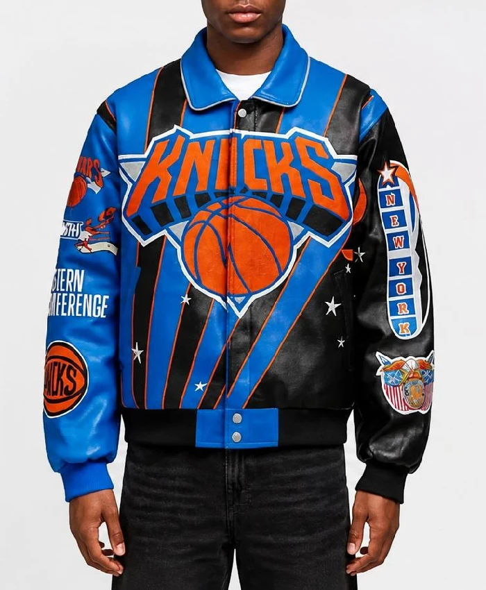 Mens New York Knicks Leather Jacket