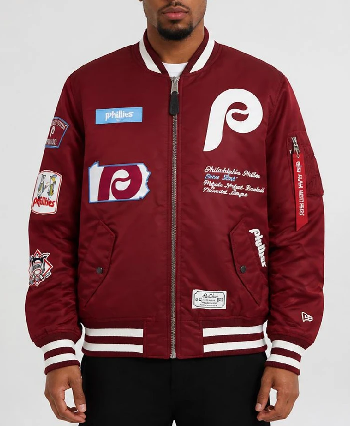Mens Philadelphia Phillies New Era x Alpha Industries Bomber Jacket
