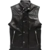 Mens Quilted Black Style Leather Vest