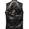 Mens Quilted Style Black Leather Vest