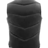 Mens Real Black Leather Puffer Vest