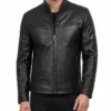 Mens Real Leather Black Biker Style Jacket