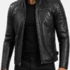 Mens Real Leather Black Biker Style Jacket