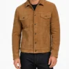 Mens Real Suede Tan Trucker Jacket