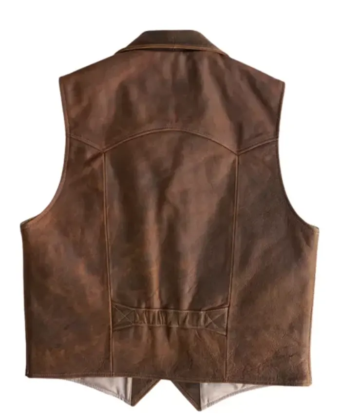 Mens Retro Brown Cowboy Leather Vest