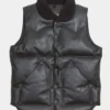 Mens Sherpuff Black Puffer Leather Vest